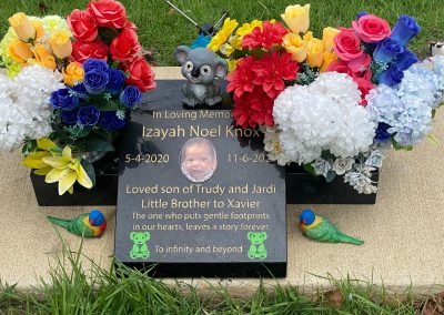 Small Size Black Headstone for Infant with Flower Holder
